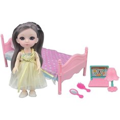 Кукла Funky Toys Малышка Лили и спальня, 16 см, FT72012 бежевый/розовый