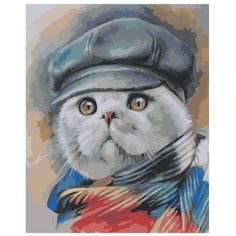 Кот в кепке Раскраска картина по номерам на холсте