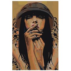 Картина по номерам, "Живопись по номерам", 72 x 108, EL006, женщина, курильщицы, сигара, платье, головной убор, макияж, Брайан Виверос