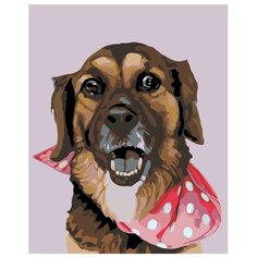Картина по номерам, "Живопись по номерам", 72 x 90, A229, пёс, платок, бандана, животное, друг