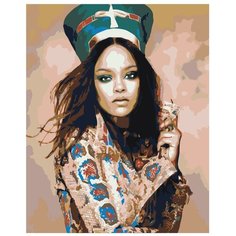 Картина по номерам, "Живопись по номерам", 80 x 100, ARTH-AH152, Рианна, красивая женщина, головной убор, певица, стиль, крест