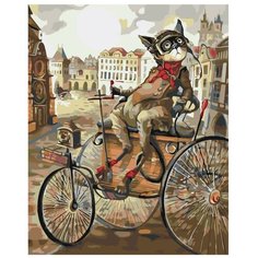 Картина по номерам, "Живопись по номерам", 48 x 60, FT03, иллюстрация, велосипед, животные, кот, путешествия, город, здания