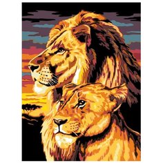 Картина по номерам, "Живопись по номерам", 36 x 48, A44, леопард, животное, тигр, уверенность, сильный, Африка, Сафари