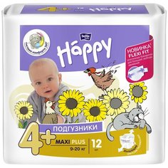 Bella Baby Happy подгузники maxi plus 4+ (9-20 кг), 12 шт.