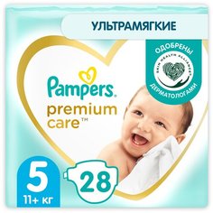 Pampers подгузники Premium Care 5, 11+ кг, 28 шт., белый Проктер энд Гэмбл