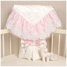 Конверт-одеяло на выписку/конверт для новорожденных/цв. молочный/розовый/90*90 Fleole