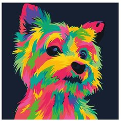 Картина по номерам, "Живопись по номерам", 48 x 48, FU34, пёс, поп-арт, животное, щенок, милый