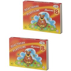Пластилин Гамма Мультики 8цв 160г со стеком 2 наб Gamma