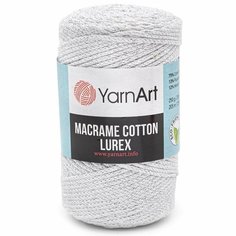 Пряжа для вязания YarnArt Macrame cotton Lurex 250гр 205м (75% хлопок, 13% полиэстер, 12% металлик) (720 белое серебро), 4 мотка