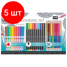 Комплект 5 шт, Набор для творчества MAPED "Colouring Set", 10 фломастеров, 10 капиллярных ручек, 12 двусторонних цветных карандашей, точилка, 897417