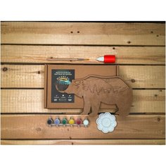 3D картина по номерам Медведь, подарочный набор для творчества, панно из дерева для раскрашивания и сборки, антистресс мандала для рисования Sam Craft