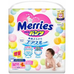 Подгузники-трусики Merries M 6-11кг 58+6шт