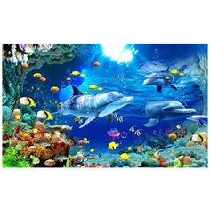 Алмазная мозаика без подрамника 40x50 см Дельфины Noname