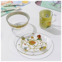 Набор детской посуды Доляна «Лесные забавы», 3 предмета: миска 450 мл, тарелка d=20 см, кружка 200 мл