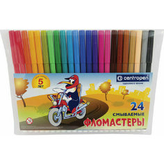 Набор фломастеров Фломастеры 24 цвета CENTROPEN "Пингвины", смываемые, вентилируемый колпачок, 7790/24ET, 7 7790 2486, 2 набора