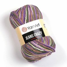 Пряжа YARNART Jeans Crazy (YarnArt), фиолет/зеленый - 7207, 55% хлопок, 45% полиакрил, 5 мотков, 50 г, 160 м.
