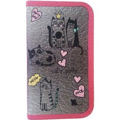 Пенал корпусный Коты,19*11 см, на молнии, полиэстер (89100) Centrum