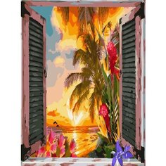 Картина по номерам Пальма за окном 40х50 см Hobby Home