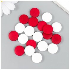 Арт Узор Бусины для творчества дерево "Плоский круг" набор 20 шт белый, малиновый 0,4х1,5х1,5 см