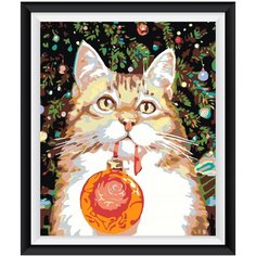 Картина по номерам на холсте "Котик с игрушкой" 50х40 Selfica