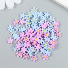 Декор для творчества пластик "Незабудки голубые и сиреневые" набор 70 шт микс 0,8х0,8 см Арт Узор