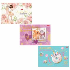 Альбом для рисования Hatber 32 листа, 3D фольга "Золотые сны" А4, скоба, офсет, плотность 100 г/м2, 32А4лофВ (78528)