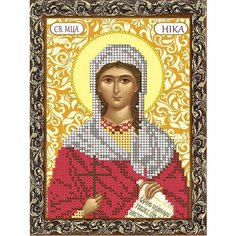 Вышивка бисером набор на атласе для вышивания "Вышивочка" икона "Св. Мца Ника" 11*16см