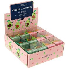 Точилка 1 отверстие с контейнером FunGraphix "Авокадо", с ластиком, микс Bruno Visconti