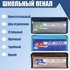 Пенал школьный "Кеды" на молнии, 2 отделения, микс Calligrata