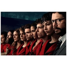 Картина по номерам на холсте Сериал Бумажный Дом - 7942 Г 60x40