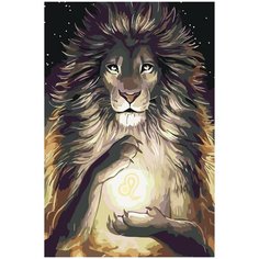 Картина по номерам на холсте знаки зодиака лев космический пейзаж - 1556 40X60