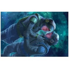 Картина по номерам на холсте любовь астронавты космос - 3