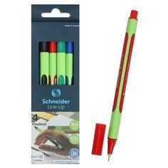 Schneider Набор капиллярных ручек 4 цвета, 0,4 мм, Schneider "Line-Up", футляр-подставка с европодвесом
