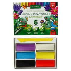 Пластилин мягкий (восковой), 6 цветов, 90 г, GLOBUS, с Алоэ Вера, со стеком Глобус
