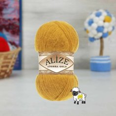 Пряжа ALIZE Angora Gold, шафран - 02, 20% шерсть, 80% акрил, 5 мотков, 100 г, 550 м.