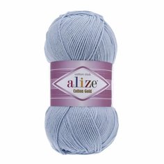 Пряжа ALIZE Cotton gold, голубой - 40, 55% хлопок, 45% акрил, 5 мотков, 100 г, 330 м.
