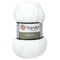 Плюшевая пряжа YarnArt Dolce (Дольче) - 2 мотка 741 белый, для вязания игрушек, 100% микрополиэстер 120м/100г
