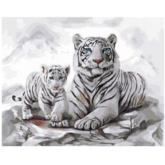 Картина по номерам Белая тигрица и тигренок 40х50 см Hobby Home