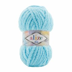 Пряжа ALIZE Softy mega, Alize, голубой - 128, 100% микрополиэстер, 5 мотков, 100 г, 70 м.