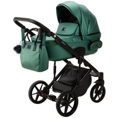 Коляска универсальная Adamex Lumi air Deluxe 2 в 1, SM-1 - Изумрудная, перламутровая эко-кожа