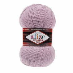 Пряжа ALIZE LANAGOLD FINE, пепельно-сиреневый - 505, 49% шерсть, 51% акрил, 5 мотков, 100 г, 390 м.