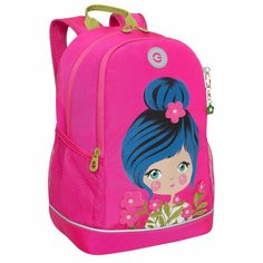 Рюкзак школьный GRIZZLY с карманом для ноутбука 13", жесткой спинкой, двумя отделениями, для девочки RG-363-3/2