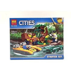 Конструктор/ Cities/ Город/ Лодка в джунглях с крокодилом/ 106 деталей/ 10708/ ребенку Lari (Bela)
