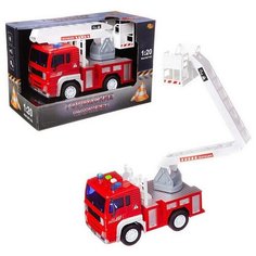 Машинка инерционная ABtoys Пожарная машина с белой лестницей со звуковыми и световыми эффектами 1:20