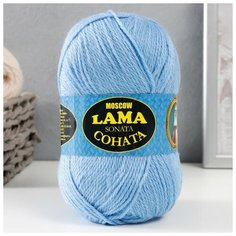 Пряжа "Соната" акрил 50%, шерсть п/т 50% 250м/100гр (015 голубой) нет бренда