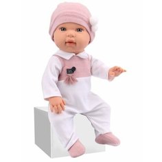 Кукла. Пупс 40 см в бело-розовом комбинезоне с аксес. в короб. Китай