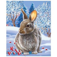 Картина по номерам на холсте с подрамником «Кролик на снегу» 40х50 см Школа талантов