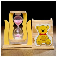 Песочные часы "Медвежонок", сувенирные, с карандашницей, 13.5 х 13.5 х 10 см, микс Romanoff