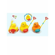 Каталка с ручкой Уточка, в ассорт, сетка Наша Игрушка