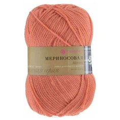 Пряжа Пехорка "Мериносовая" - 2 шт, цвет: 396-Настурция, 200м/100г, 50% мериносовая шерсть, 50% акрил